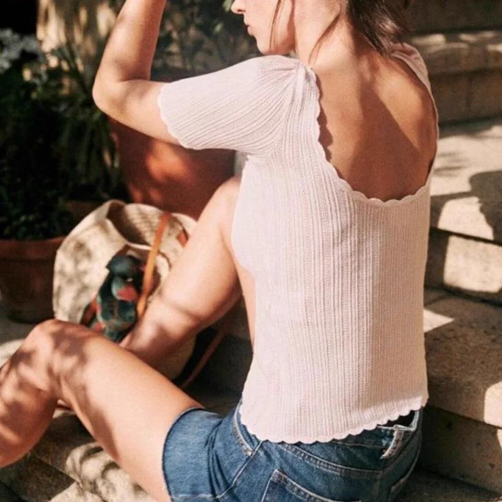 NWT Sezane Anil Jumper - Ecru Ivory Cream French Sweater Knit Top Soft Caus - Picture 3 of 12